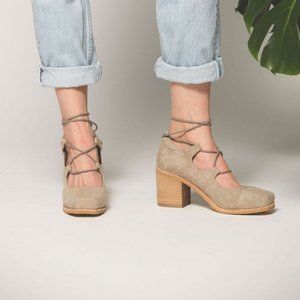 Intentionally Blank lace up block heels